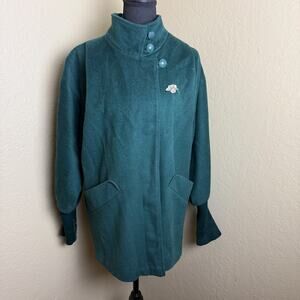 Portrait Womens Wool Blend Coat Size 4 Teal Green Ribbed Cuffs Button Jacket